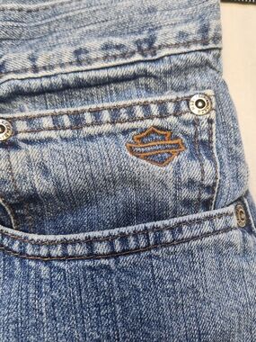 Harley Davidson 40x28 Hemmed Men Vintage Blue Denim Straight Jeans 5-Pocket VTG